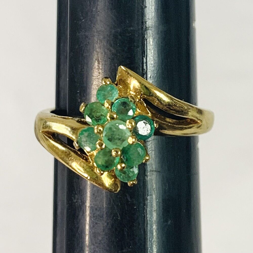 Beta Brand GOLD ELECTROPLATE Faux Emerald RING Size 8.75